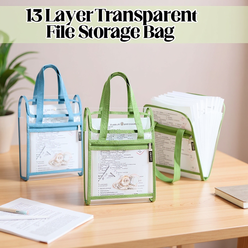 Document Organizer Portable File Bag – Waterproof Multi-Layer File Storage with Secure Zipper